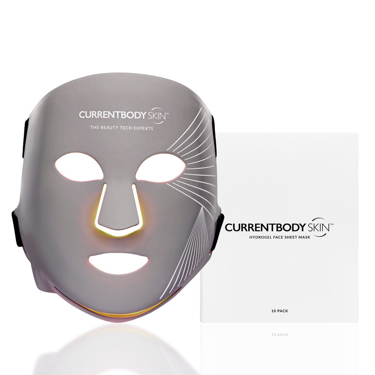 CurrentBody Skin LED Multi-Licht Therapie Maske & Hydrogel Gesichtsmasken (10 Stück)